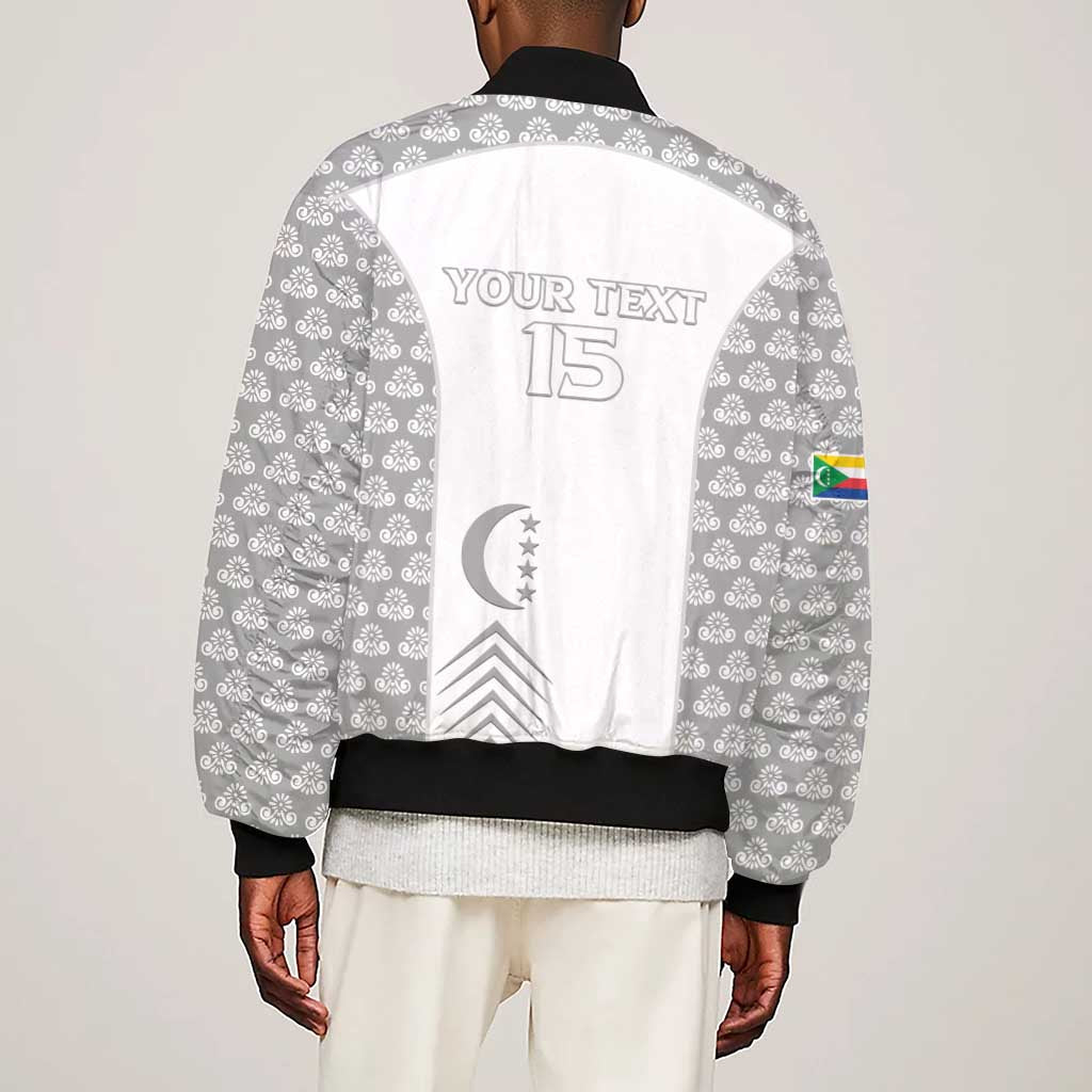 Custom Comoros Football Sleeve Zip Bomber Jacket Go Champions White Les Coelacantes - African Pride