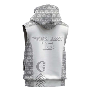 Custom Comoros Football Sleeveless Hoodie Go Champions White Les Coelacantes - African Pride