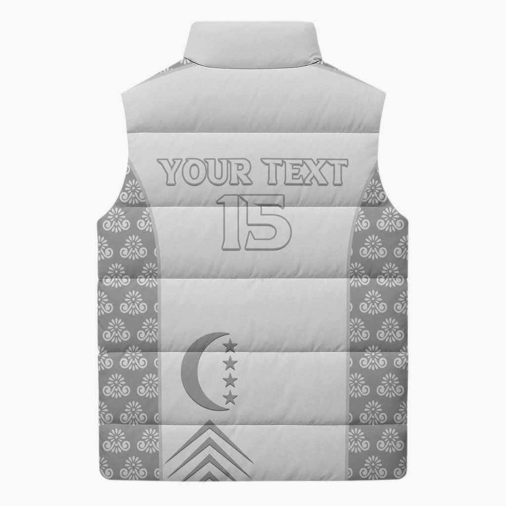 Custom Comoros Football Sleeveless Puffer Jacket Go Champions White Les Coelacantes - African Pride