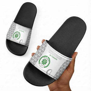 Comoros Football Slide Sandals Go Champions White Les Coelacantes - African Pride