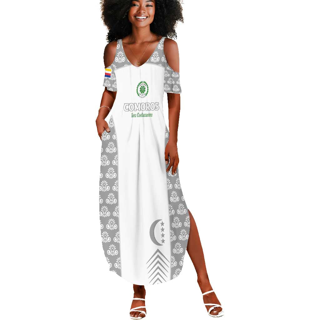 Custom Comoros Football Summer Maxi Dress Go Champions White Les Coelacantes LT15