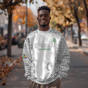 Custom Comoros Football Sweatshirt Go Champions White Les Coelacantes - African Pride