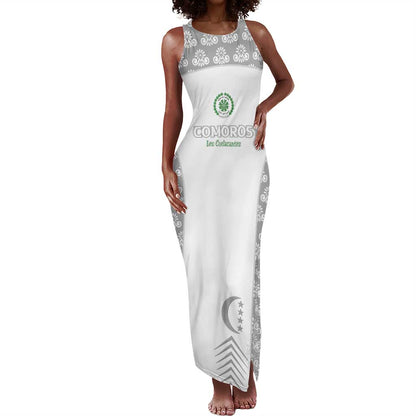 Custom Comoros Football Tank Maxi Dress Go Champions White Les Coelacantes - African Pride