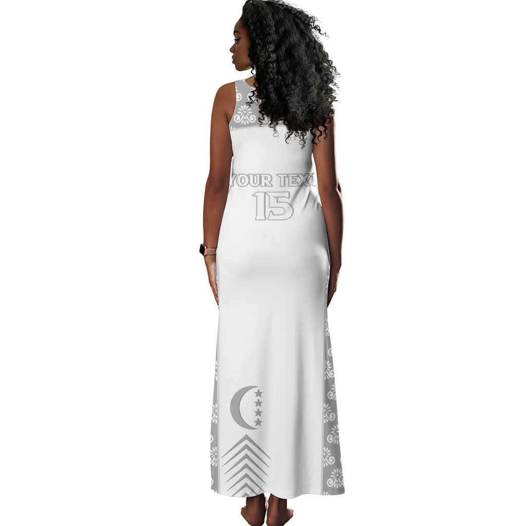 Custom Comoros Football Tank Maxi Dress Go Champions White Les Coelacantes - African Pride