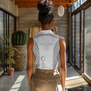 Custom Comoros Football Women Sleeveless Polo Shirt Go Champions White Les Coelacantes - African Pride