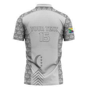 Custom Comoros Football Zipper Polo Shirt Go Champions White Les Coelacantes - African Pride