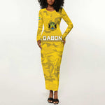 Custom Gabon Football Long Sleeve Bodycon Dress Go Les Pantheres LT15