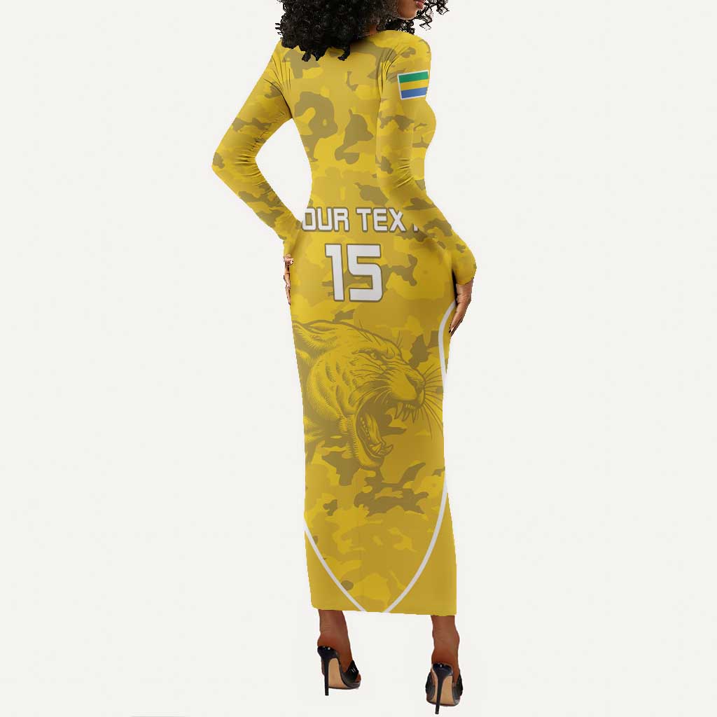 Custom Gabon Football Long Sleeve Bodycon Dress Go Les Pantheres LT15