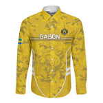 Custom Gabon Football Long Sleeve Button Shirt Go Les Pantheres