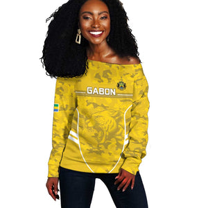 Custom Gabon Football Off Shoulder Sweater Go Les Pantheres
