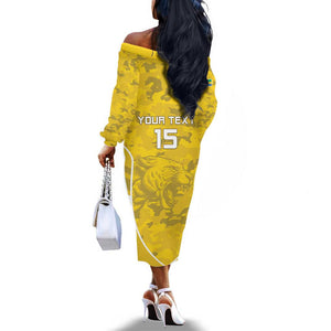 Custom Gabon Football Off The Shoulder Long Sleeve Dress Go Les Pantheres