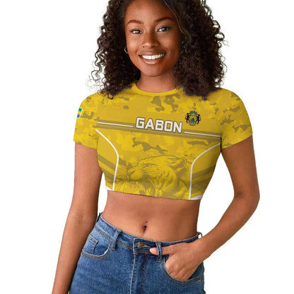 Custom Gabon Football Raglan Cropped T shirt Go Les Pantheres