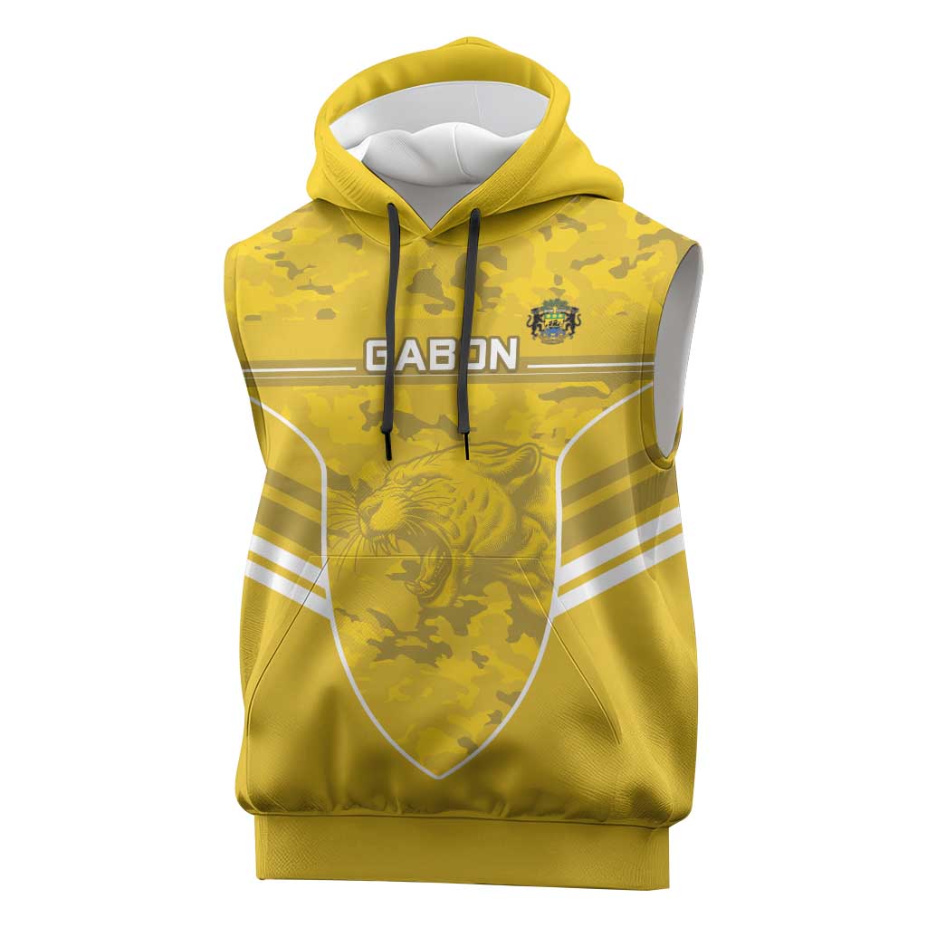 Custom Gabon Football Sleeveless Hoodie Go Les Pantheres - African Pride