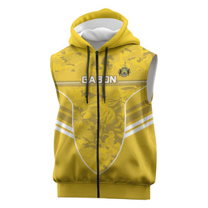 Custom Gabon Football Sleeveless Zip Hoodie Go Les Pantheres - African Pride