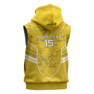 Custom Gabon Football Sleeveless Zip Hoodie Go Les Pantheres - African Pride