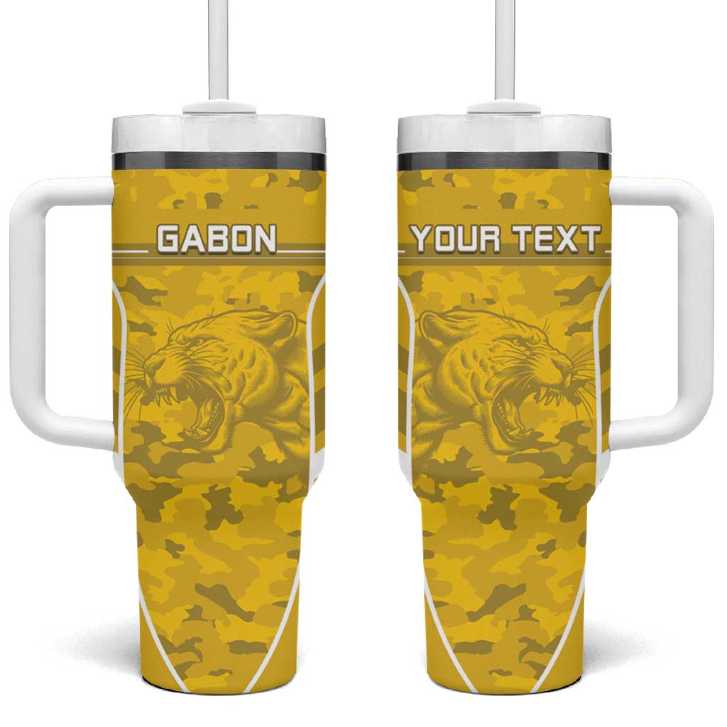 Custom Gabon Football Tumbler With Handle Go Les Pantheres