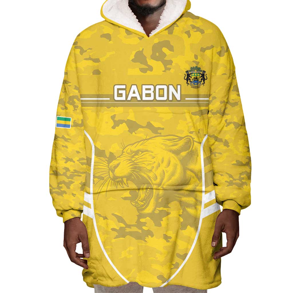Custom Gabon Football Wearable Blanket Hoodie Go Les Pantheres