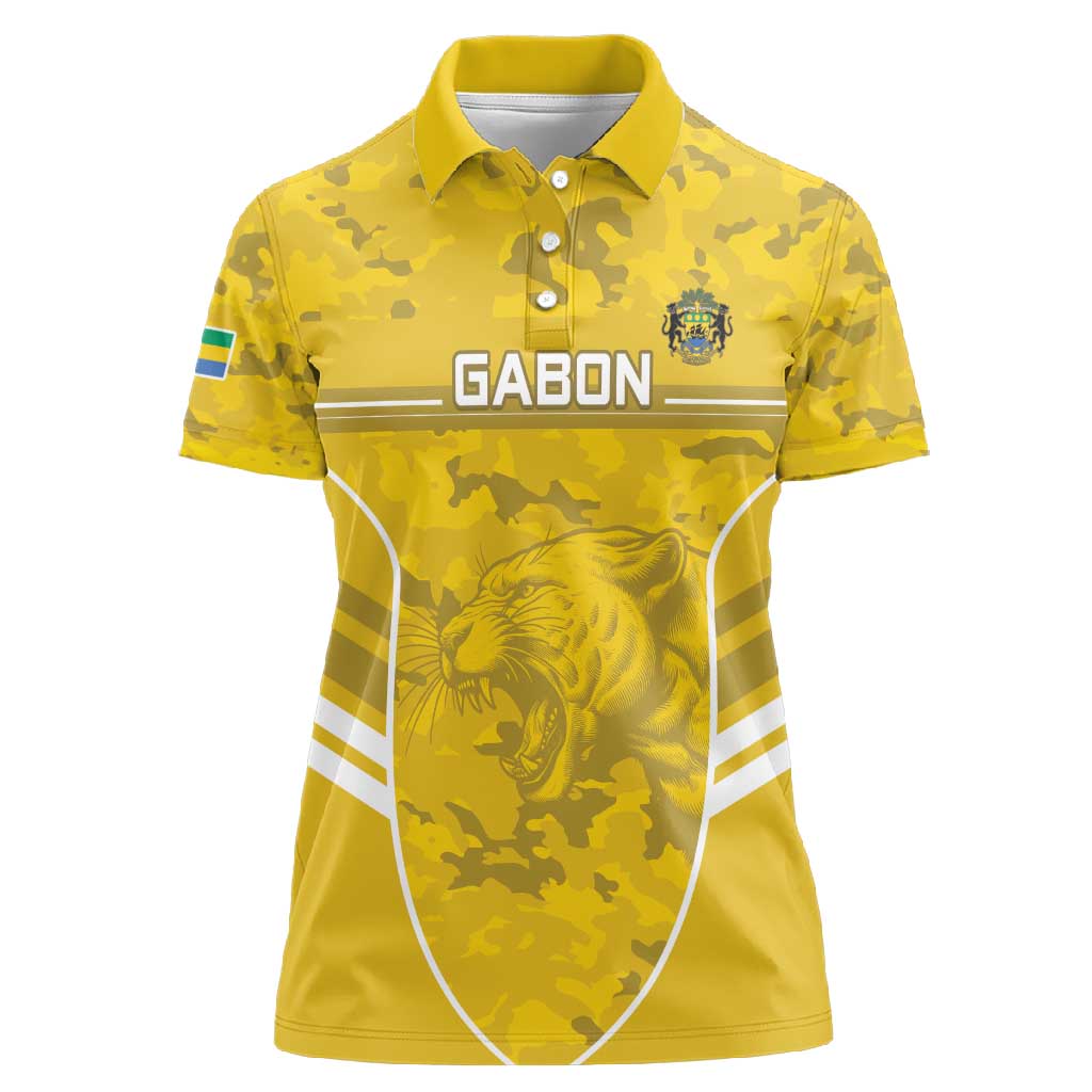 Custom Gabon Football Women Polo Shirt Go Les Pantheres