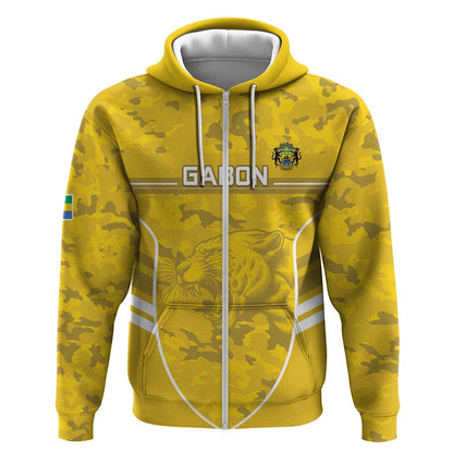 Custom Gabon Football Zip Hoodie Go Les Pantheres