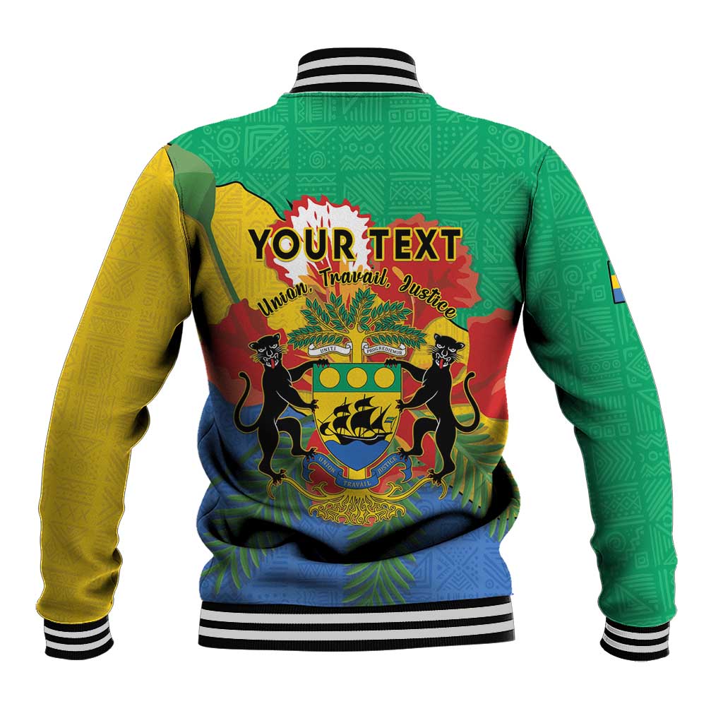 Personalised Afro Gabon Baseball Jacket Gabonese Union Travail and Justice
