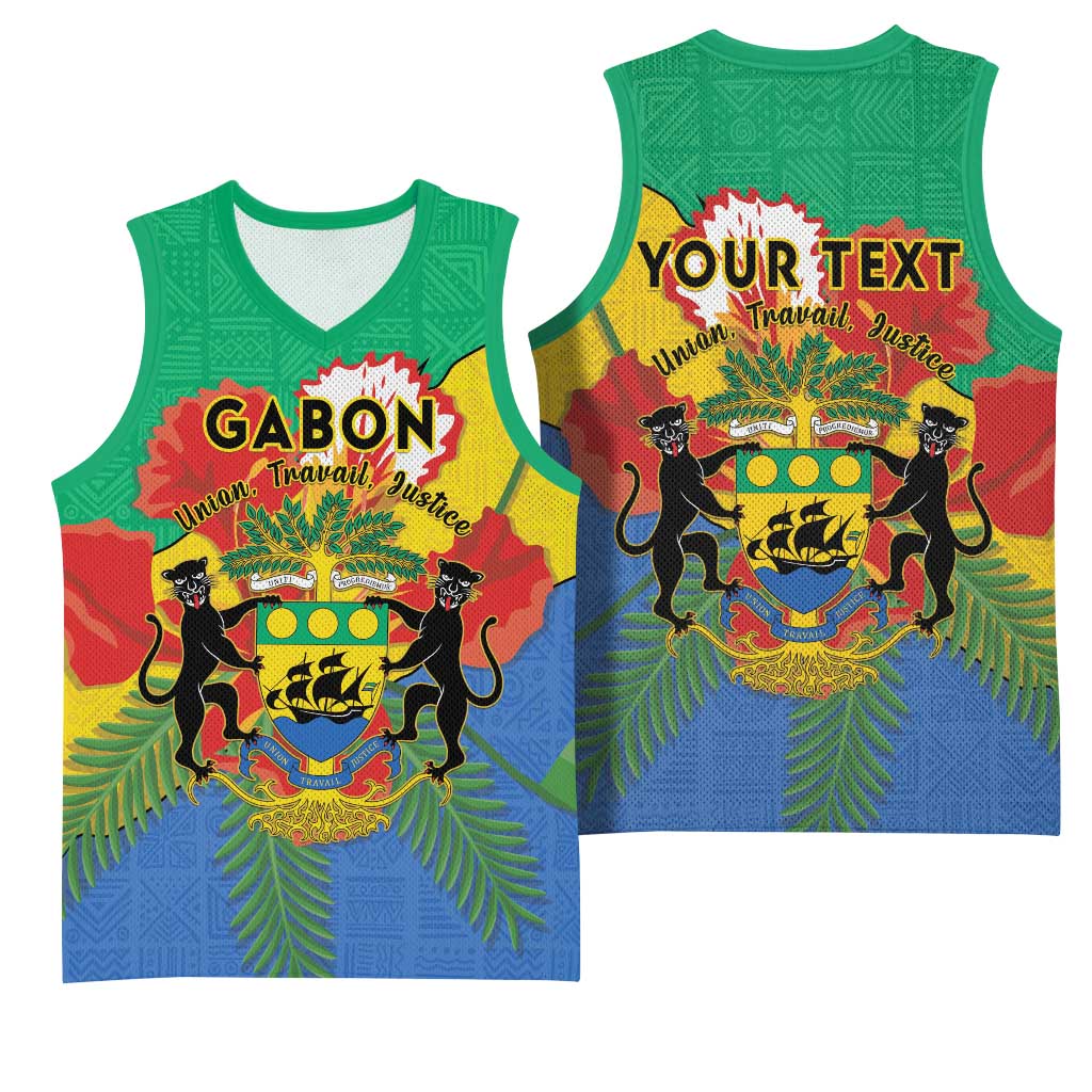 Personalised Afro Gabon Basketball Jersey Gabonese Union Travail and Justice LT15