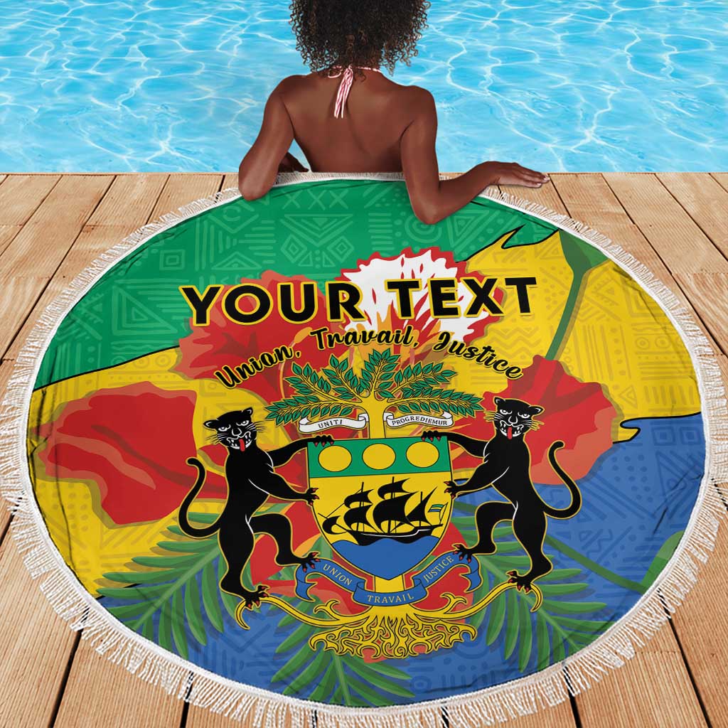 Personalised Afro Gabon Beach Blanket Gabonese Union Travail and Justice