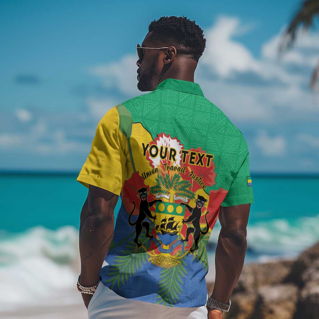 Personalised Afro Gabon Hawaiian Shirt Gabonese Union Travail and Justice