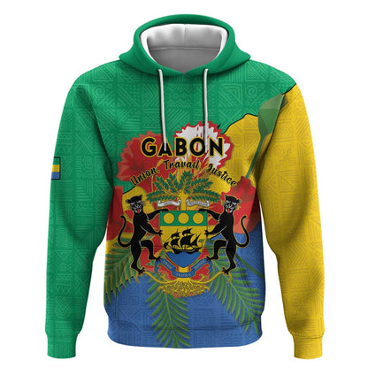 Personalised Afro Gabon Hoodie Gabonese Union Travail and Justice