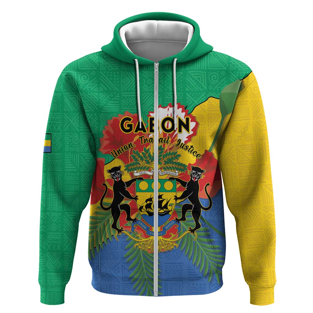 Personalised Afro Gabon Hoodie Gabonese Union Travail and Justice