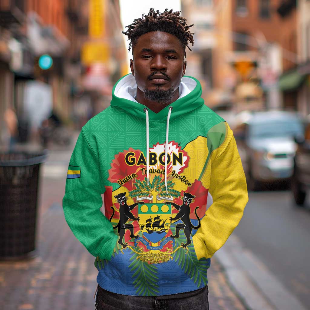 Personalised Afro Gabon Hoodie Gabonese Union Travail and Justice