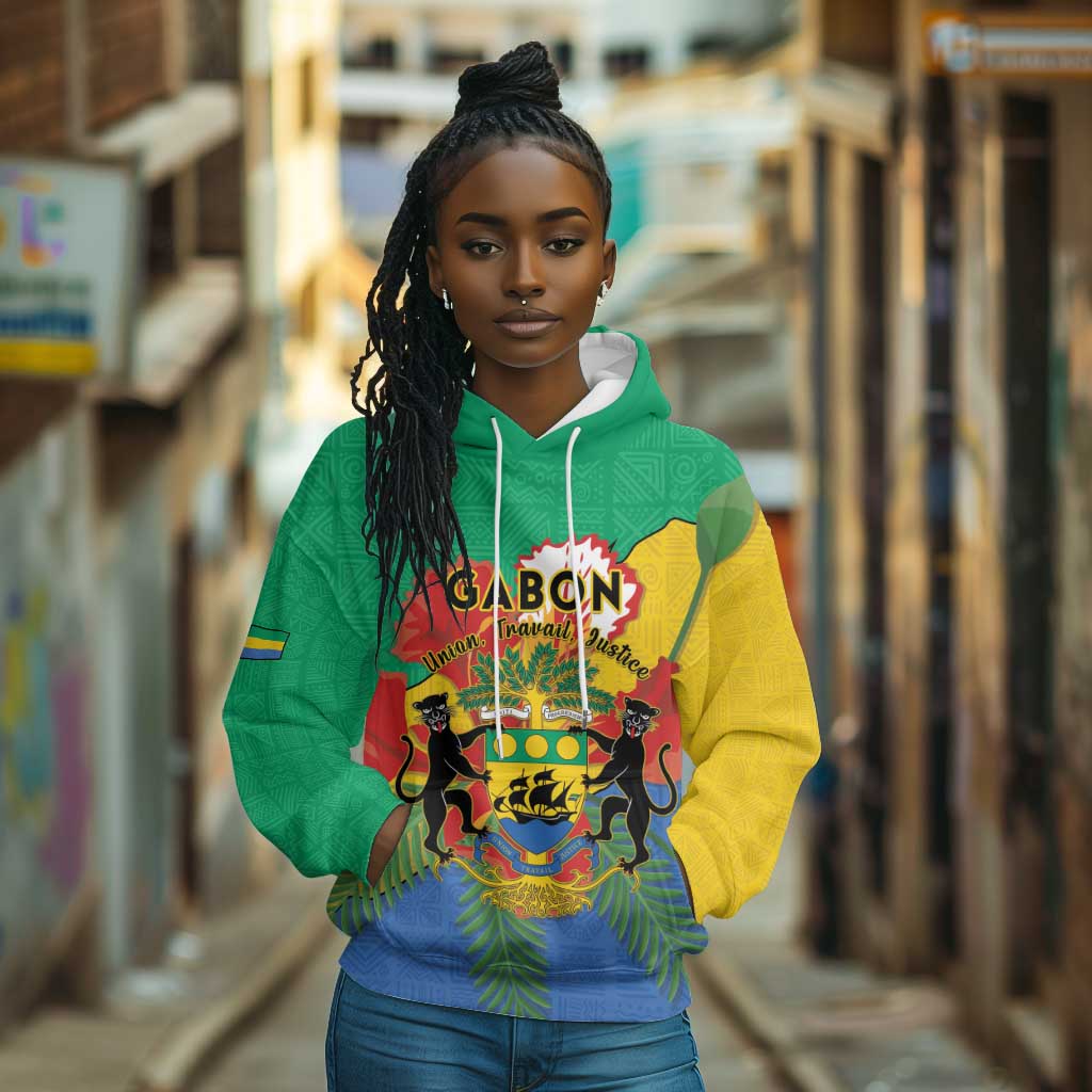 Personalised Afro Gabon Hoodie Gabonese Union Travail and Justice