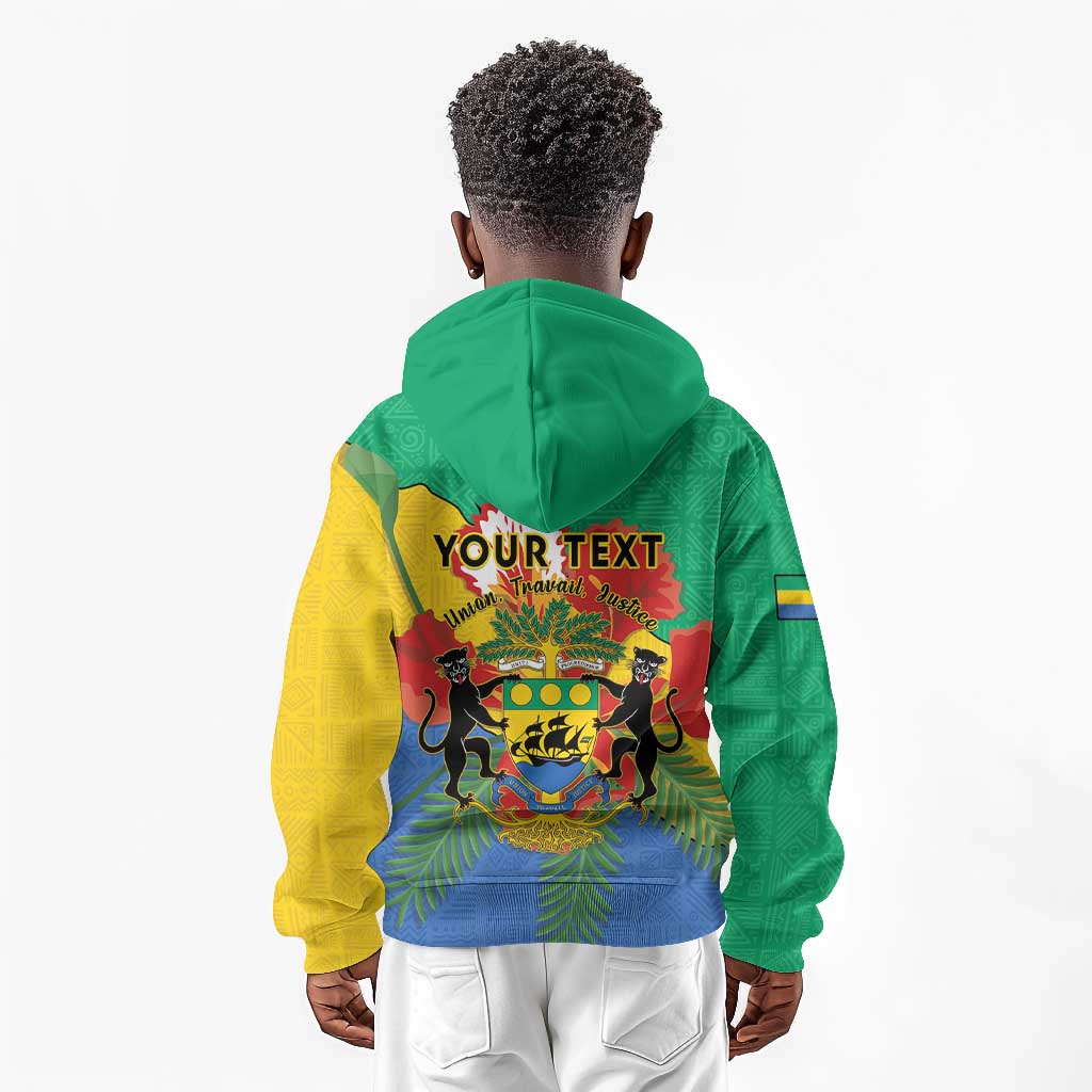 Personalised Afro Gabon Kid Hoodie Gabonese Union Travail and Justice