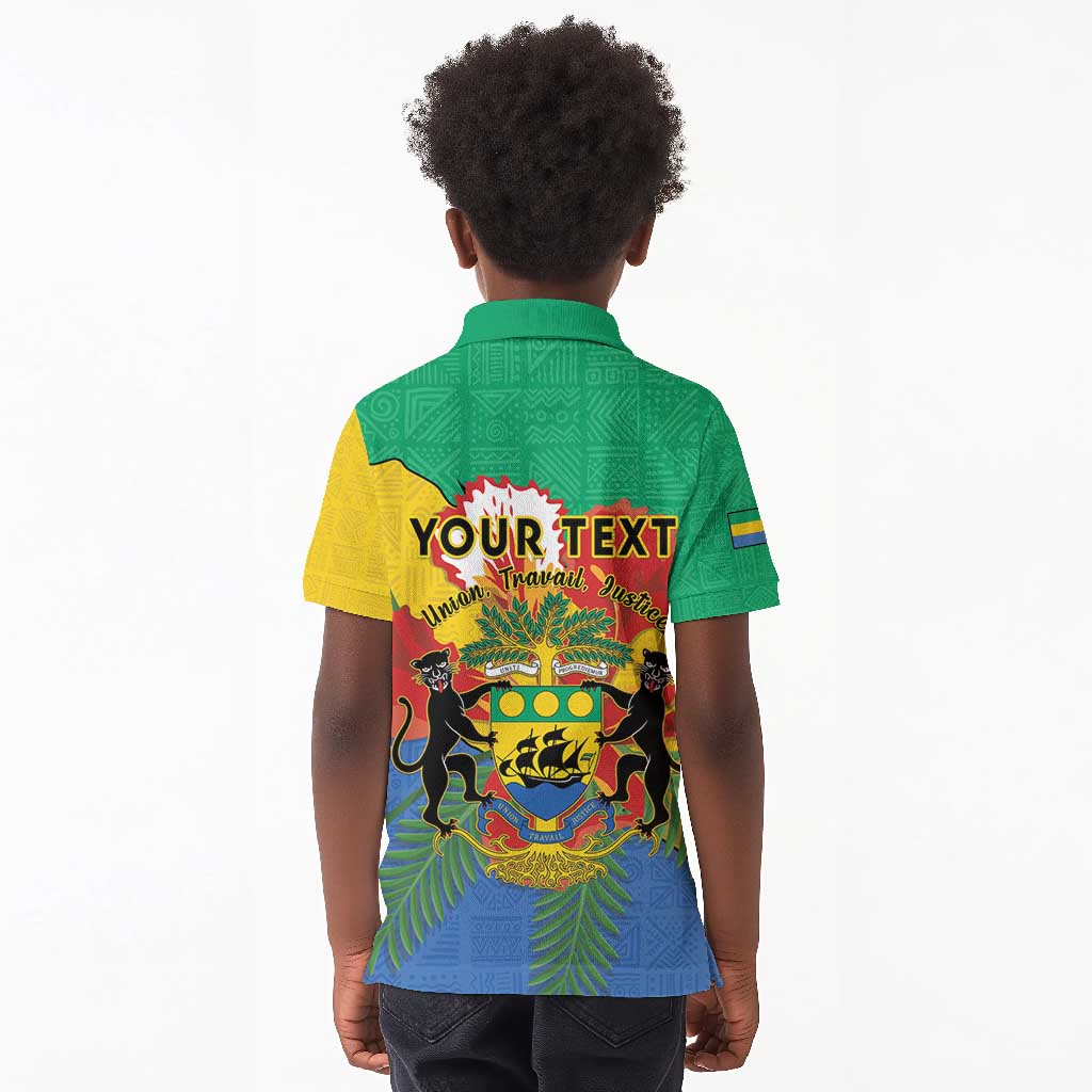 Personalised Afro Gabon Kid Polo Shirt Gabonese Union Travail and Justice