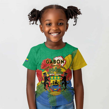 Personalised Afro Gabon Kid T shirt Gabonese Union Travail and Justice