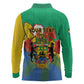 Personalised Afro Gabon Long Sleeve Polo Shirt Gabonese Union Travail and Justice