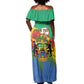 Personalised Afro Gabon Off Shoulder Maxi Dress Gabonese Union Travail and Justice