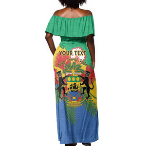 Personalised Afro Gabon Off Shoulder Maxi Dress Gabonese Union Travail and Justice
