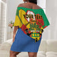 Personalised Afro Gabon Off Shoulder Short Dress Gabonese Union Travail and Justice