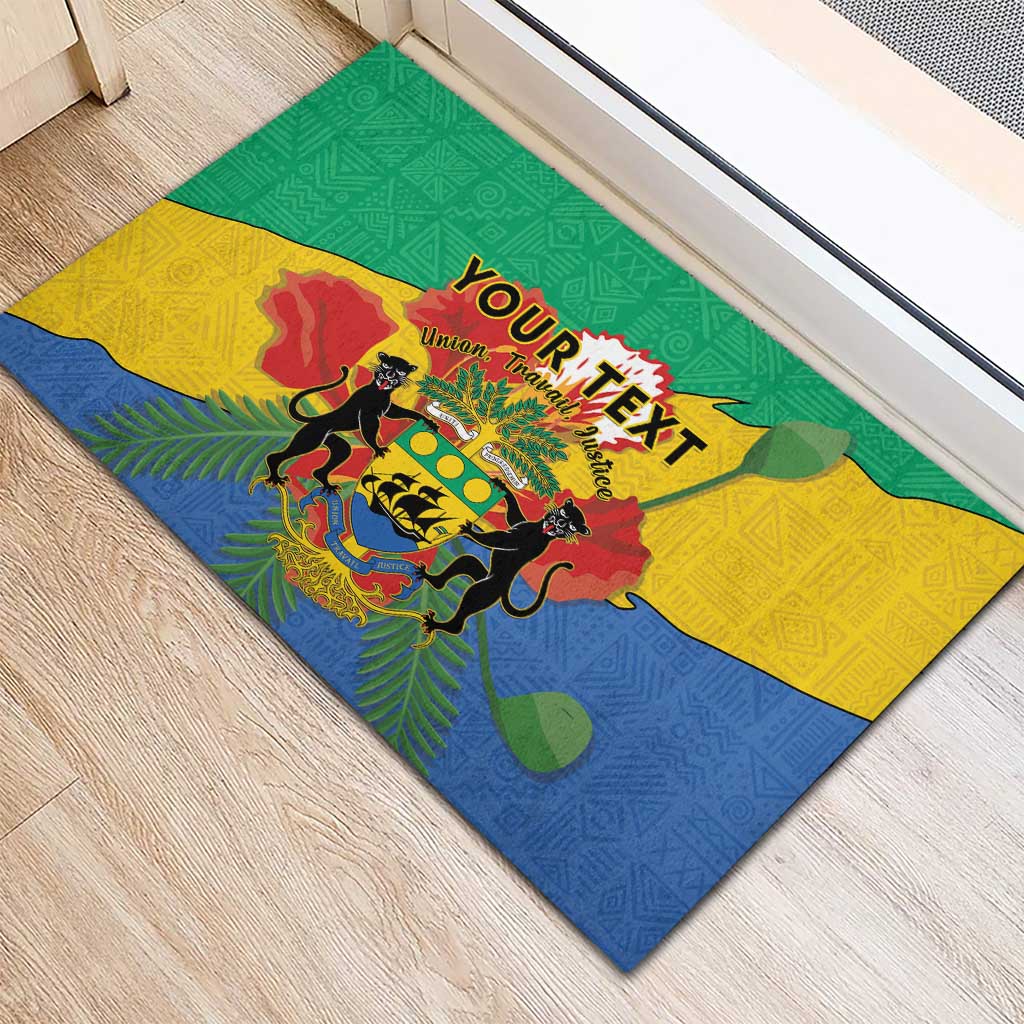 Personalised Afro Gabon Rubber Doormat Gabonese Union Travail and Justice