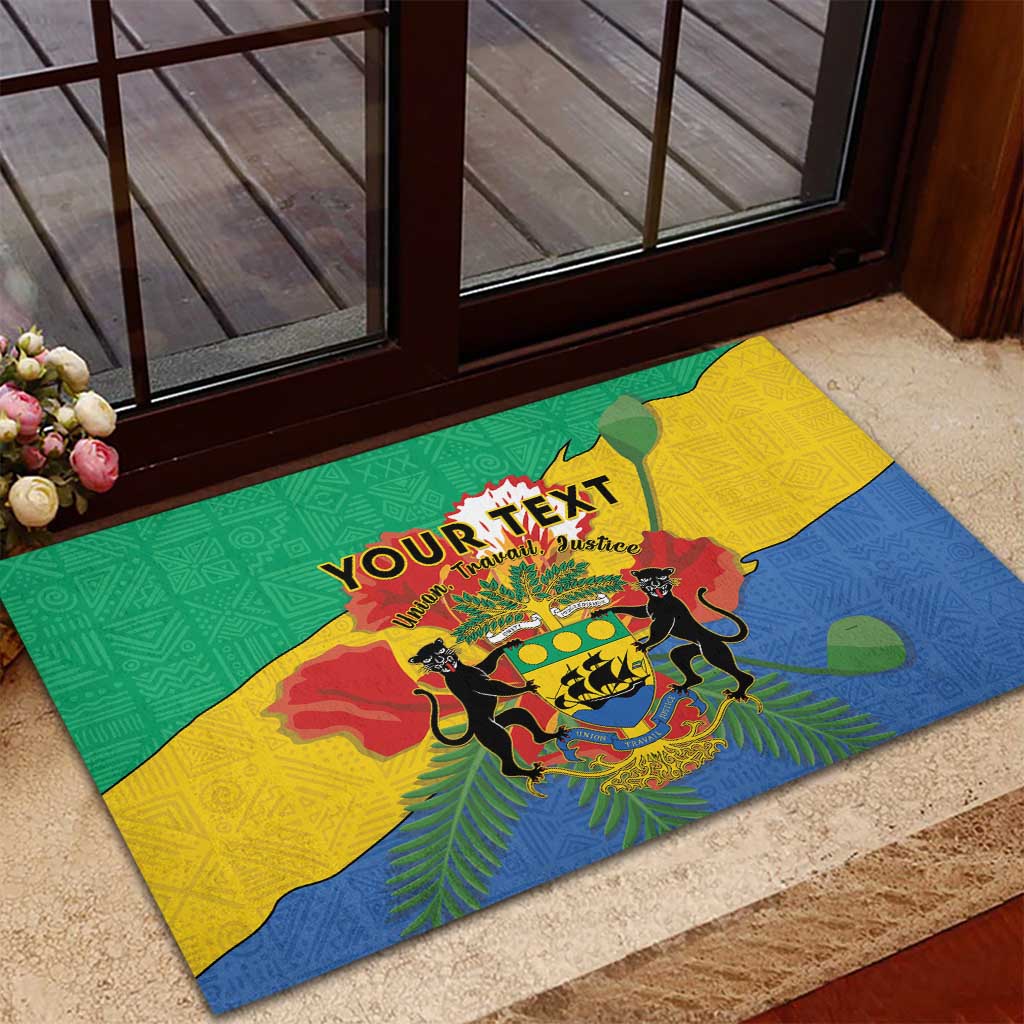 Personalised Afro Gabon Rubber Doormat Gabonese Union Travail and Justice