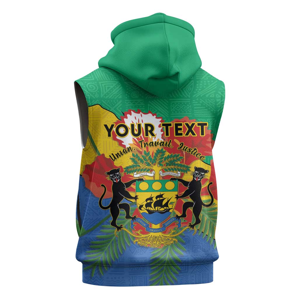 Personalised Afro Gabon Sleeveless Hoodie Gabonese Union Travail and Justice - African Pride