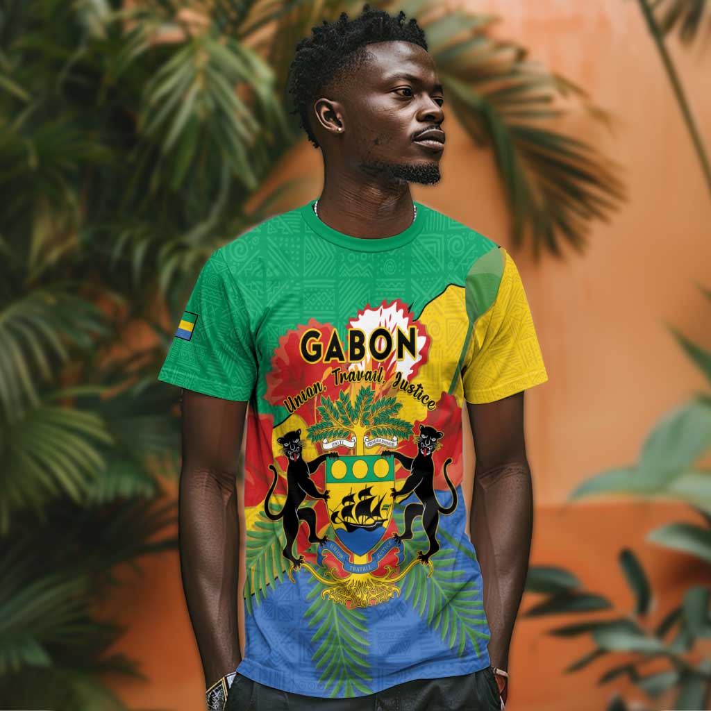 Personalised Afro Gabon T shirt Gabonese Union Travail and Justice