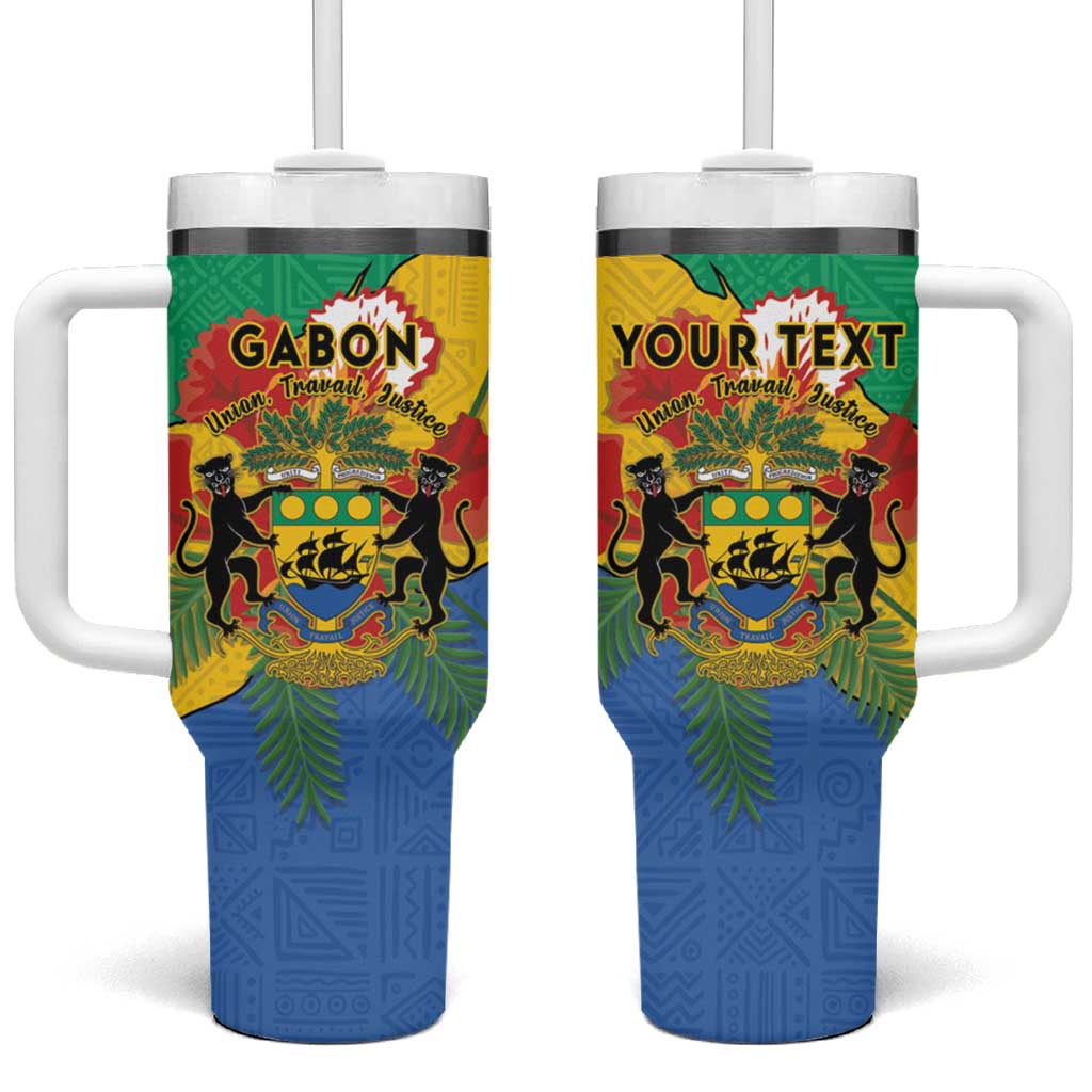 Personalised Afro Gabon Tumbler With Handle Gabonese Union Travail and Justice