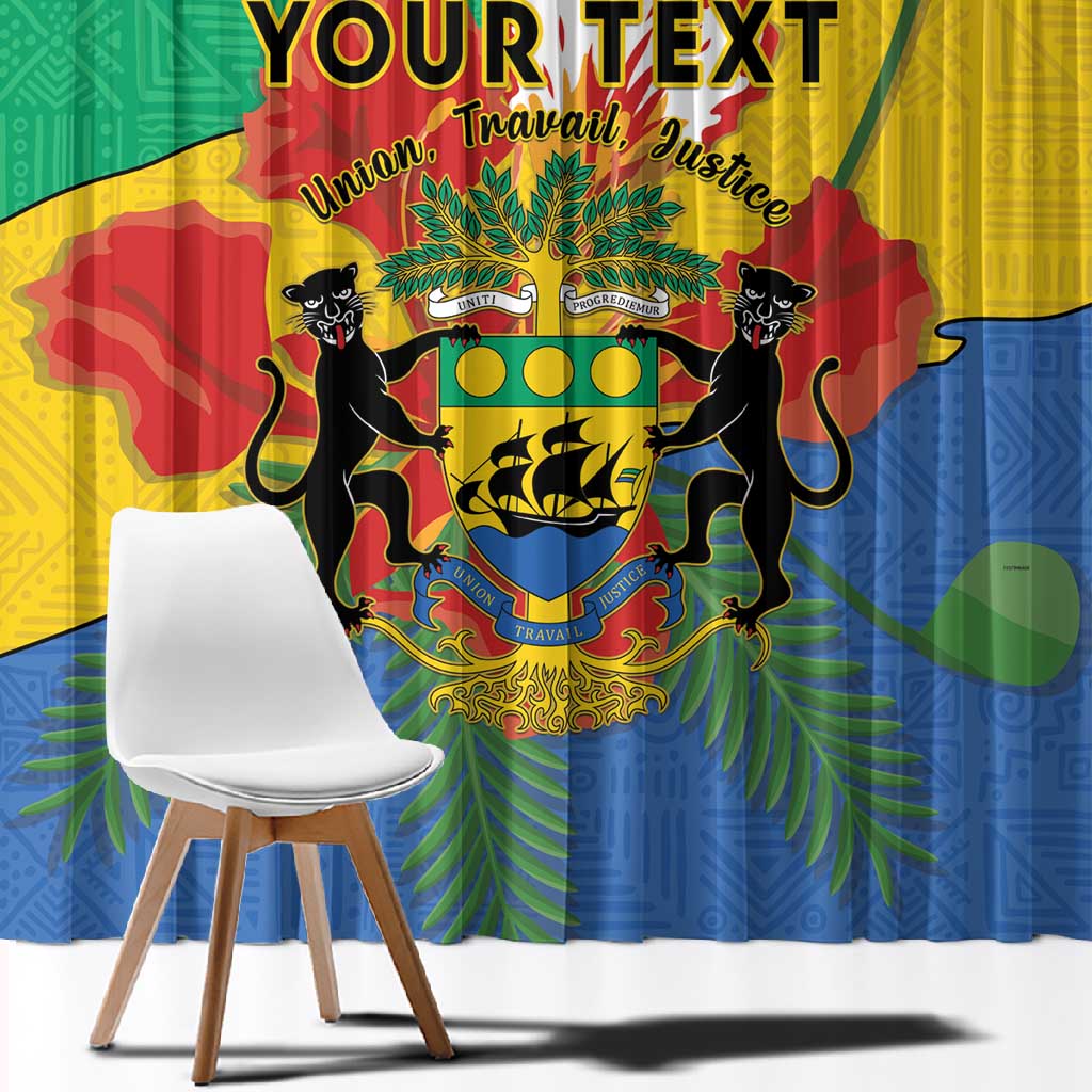 Personalised Afro Gabon Window Curtain Gabonese Union Travail and Justice