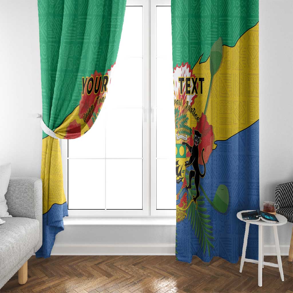 Personalised Afro Gabon Window Curtain Gabonese Union Travail and Justice