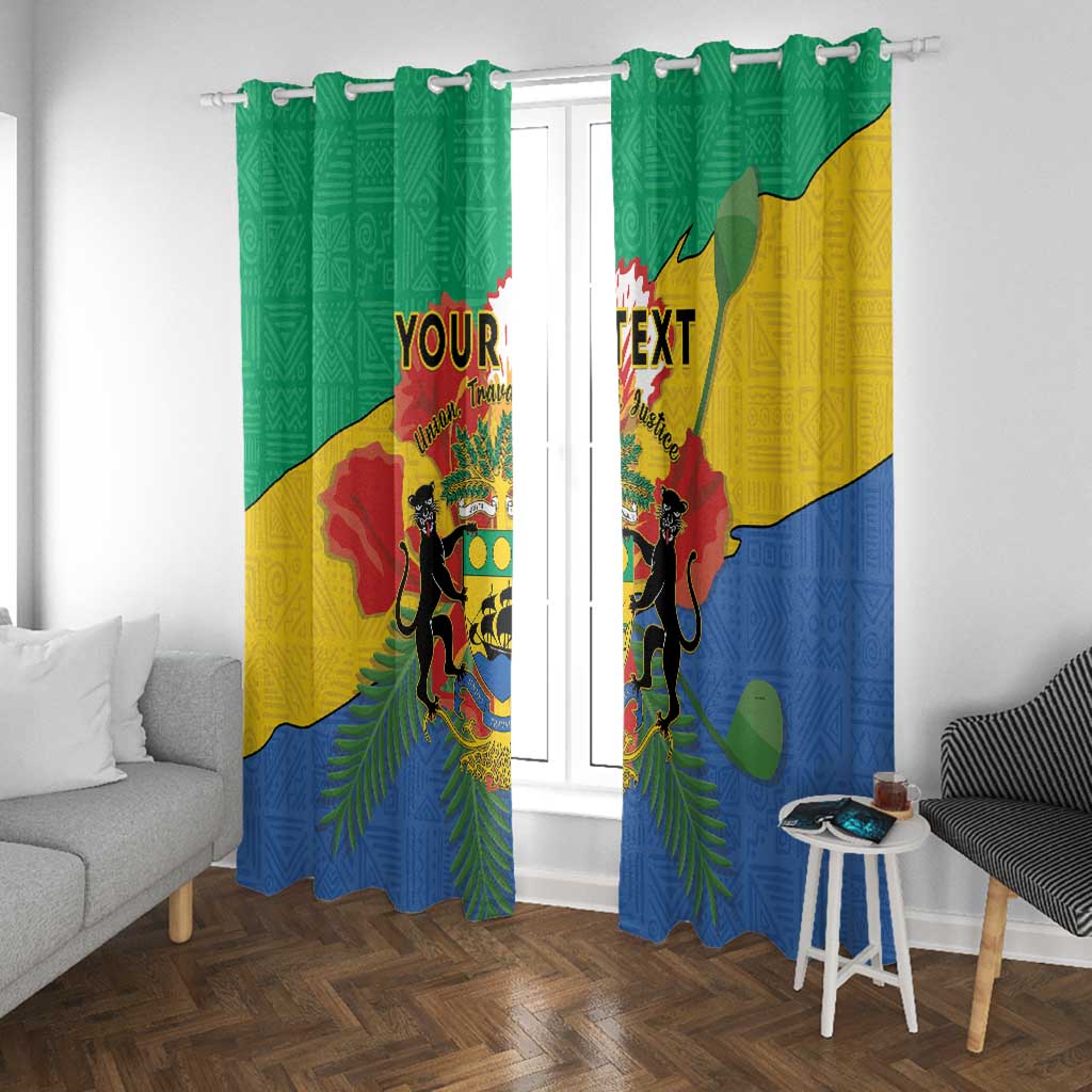 Personalised Afro Gabon Window Curtain Gabonese Union Travail and Justice