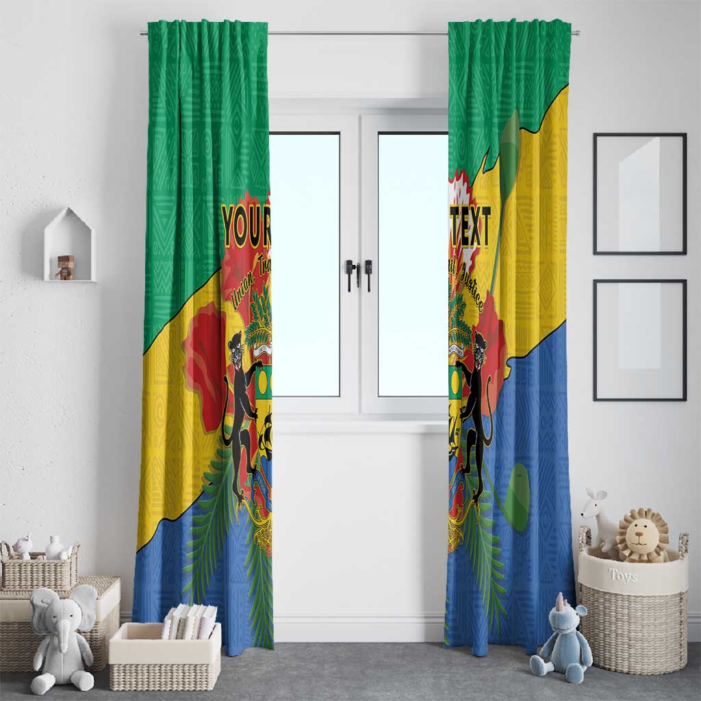 Personalised Afro Gabon Window Curtain Gabonese Union Travail and Justice