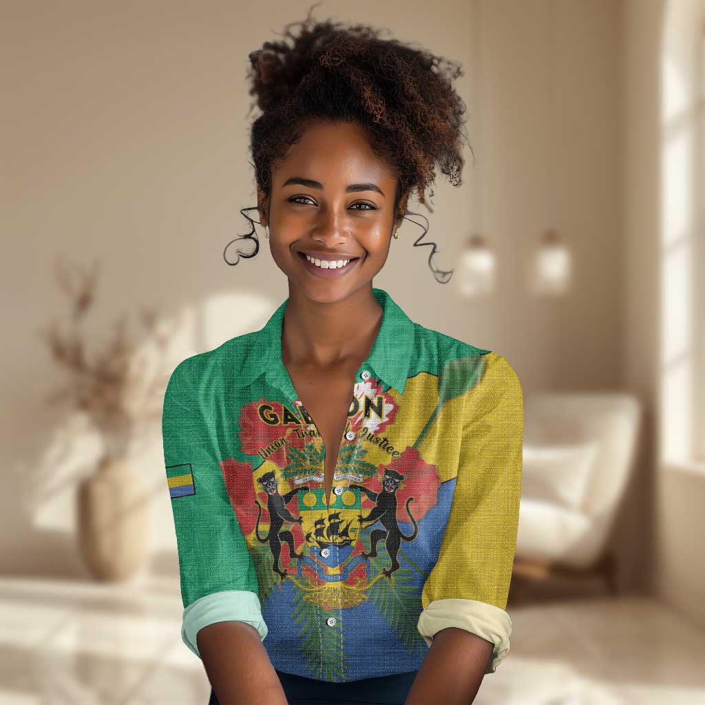 Personalised Afro Gabon Women Casual Shirt Gabonese Union Travail and Justice