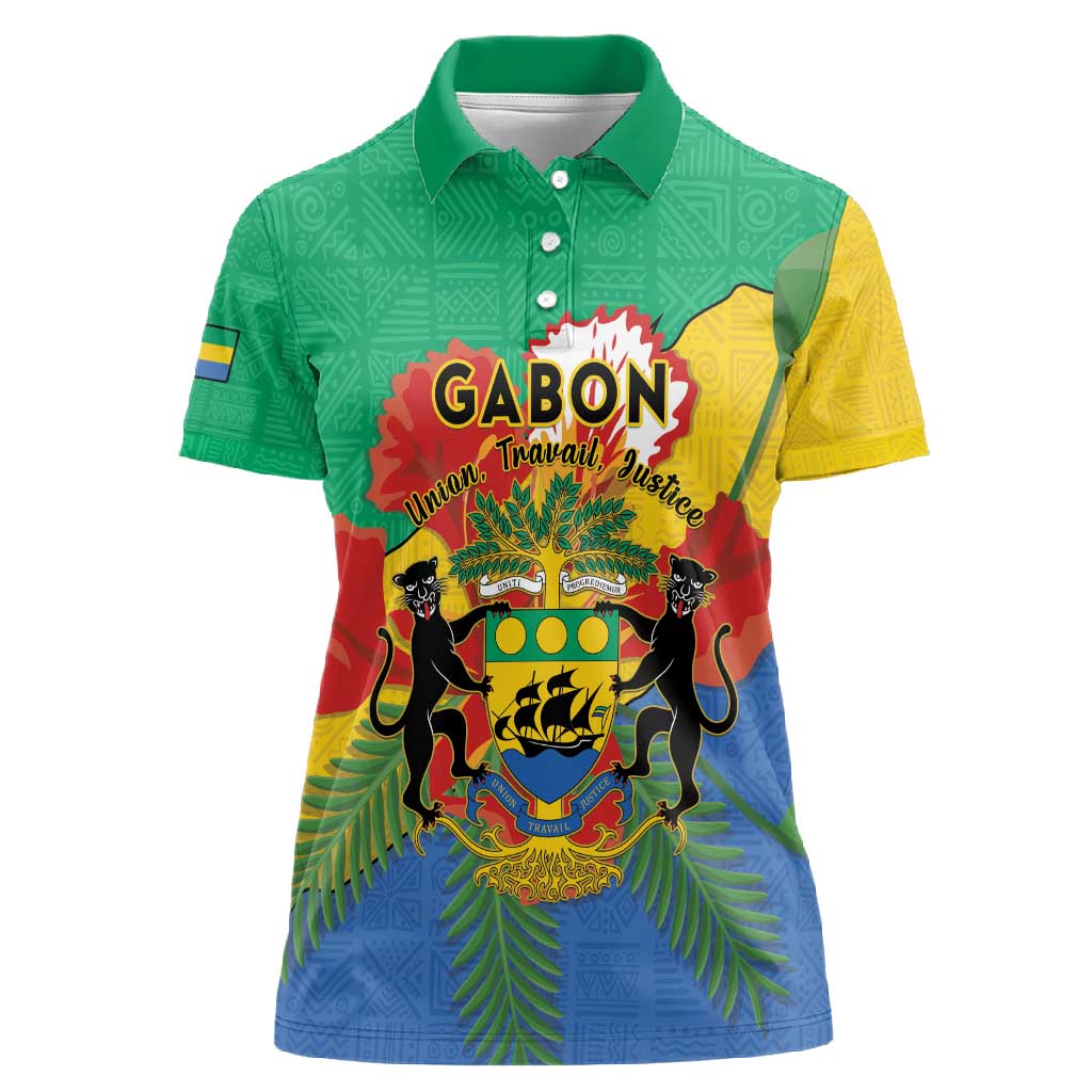 Personalised Afro Gabon Women Polo Shirt Gabonese Union Travail and Justice