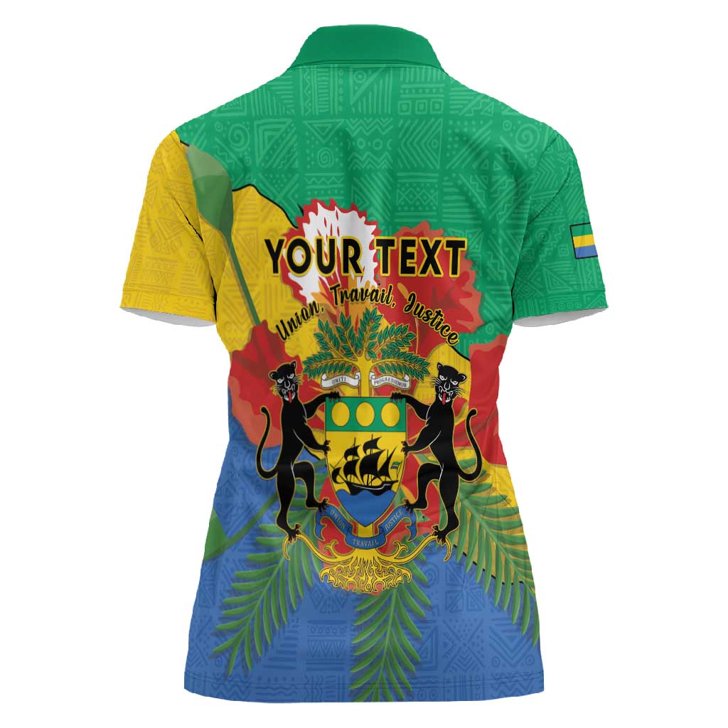 Personalised Afro Gabon Women Polo Shirt Gabonese Union Travail and Justice